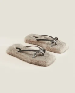 Faux Fur Sandal Slippers