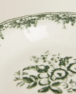 Floral Earthenware Soup Plate
