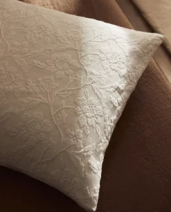 Floral Embroidered Throw Pillow
