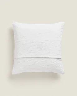 Floral Embroidered Throw Pillow