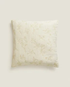 Floral Jacquard Throw Pillow Cover