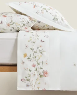 Flower And Butterfly Print Duvet Cover