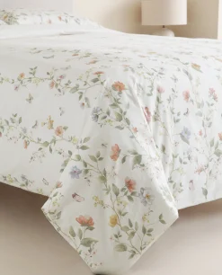 Flower And Butterfly Print Duvet Cover