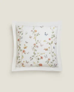 Flower And Butterfly Print Pillowcase