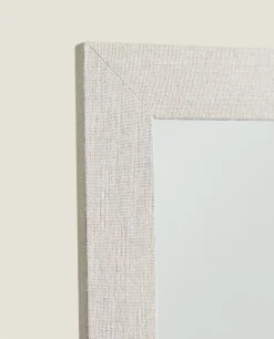 Full-Length Mirror With Linen Frame