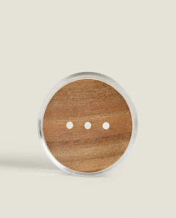 Glass And Wood Soap Dish