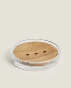 Glass And Wood Soap Dish