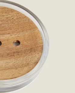 Glass And Wood Soap Dish