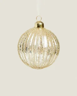 Glass Christmas Bauble Decoration With Stripes