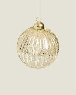 Glass Christmas Bauble Decoration With Stripes
