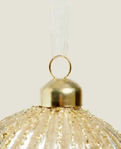 Glass Christmas Bauble Decoration With Stripes