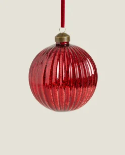 Glass Christmas Bauble Decoration With Stripes