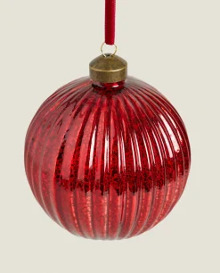 Glass Christmas Bauble Decoration With Stripes