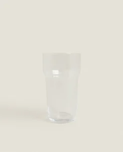 Glass Soft Drink Tumbler With Line Design
