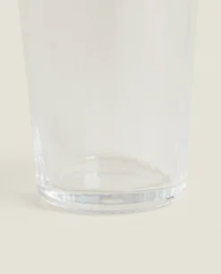Glass Soft Drink Tumbler With Line Design