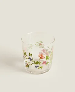 Glass Tumbler With Floral Design