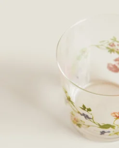Glass Tumbler With Floral Design
