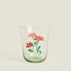 Glass Tumbler With Floral Silk Screen