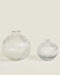 Glass Vase With Lines
