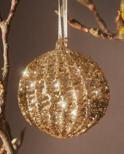 Glittery Glass Christmas Ball Decoration