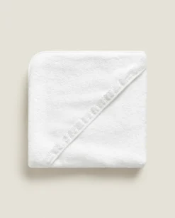 Hooded Baby Towel With Embroidered Border