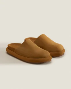 Leather Mule Slippers With Sole Detail
