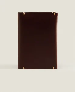 Leather Passport Cover With Topstitching Detail