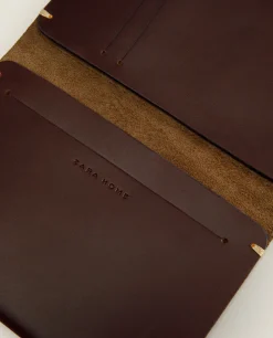 Leather Passport Cover With Topstitching Detail