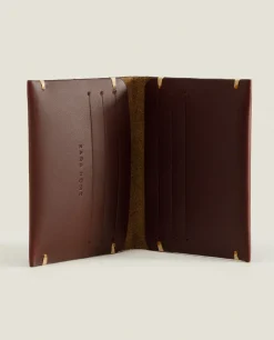Leather Wallet With Topstiching Detail