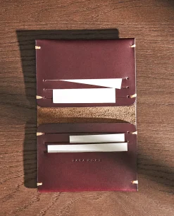 Leather Wallet With Topstiching Detail