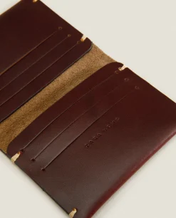 Leather Wallet With Topstiching Detail