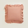 Linen Ruffle Throw Pillow Cover