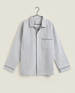 Men'S Striped Flannel Pyjama Top
