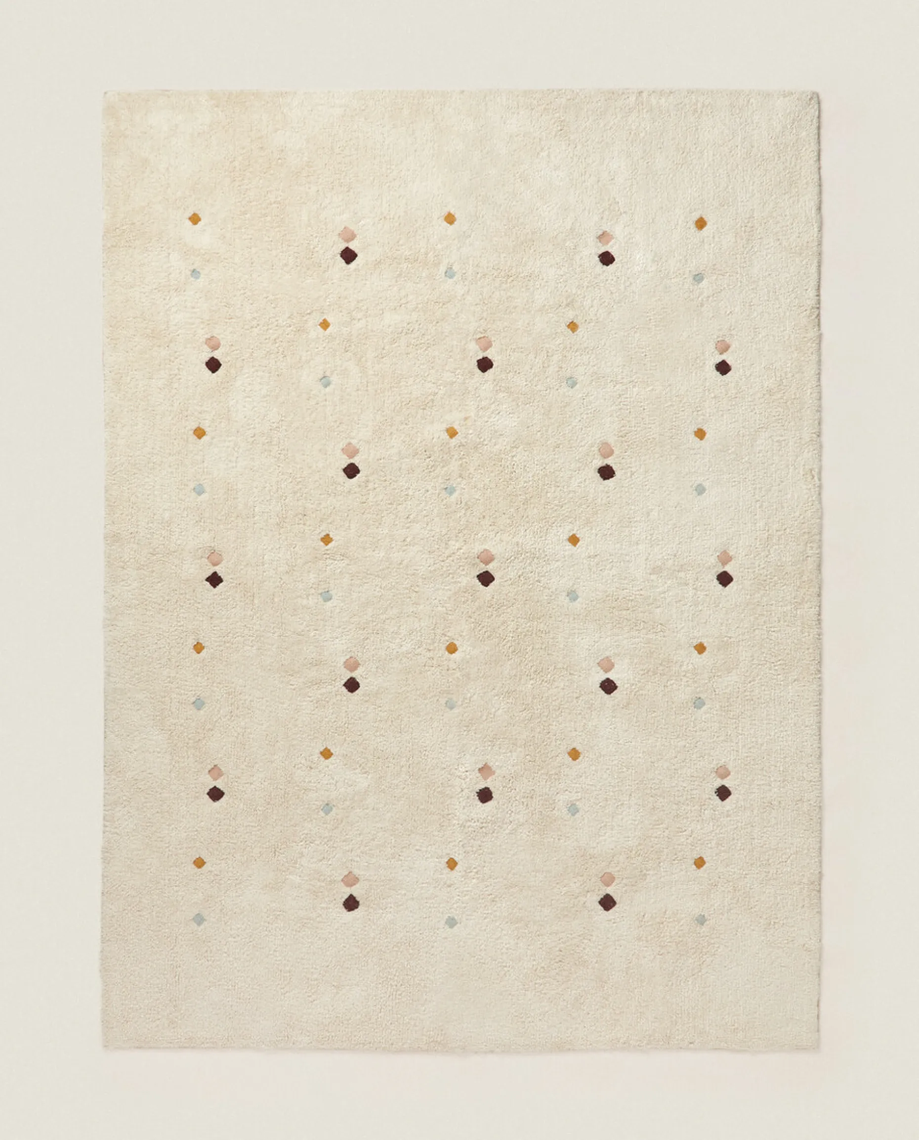 Multicolored Embroidered Check Rug
