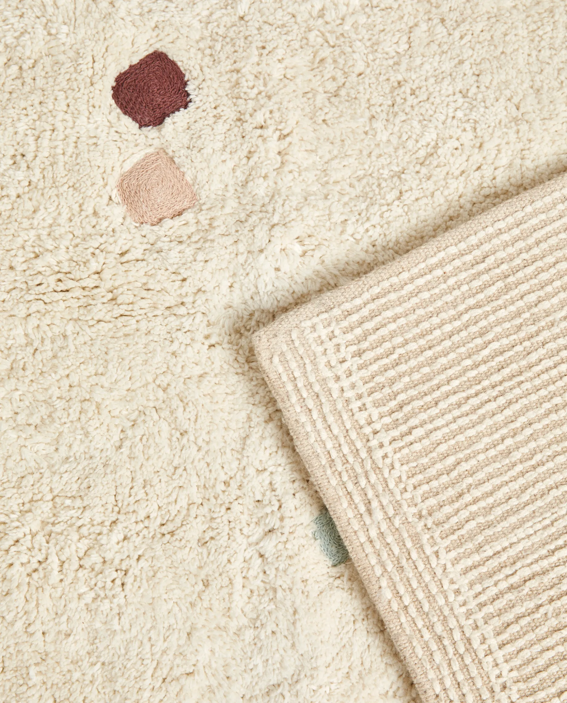 Multicolored Embroidered Check Rug