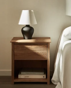 Oak Wood Bedside Table