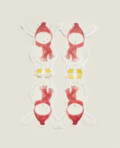 Pack Of Children'S Paper Napkins With Christmas Bunny Rabbit