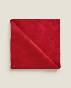 Pack Of Christmas Floral Jacquard Napkins