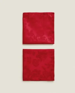 Pack Of Christmas Floral Jacquard Napkins