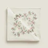Pack Of Jacquard Cotton Napkins With Christmas Holly
