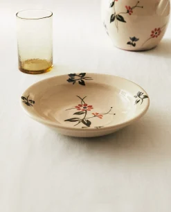 Painted Flower Soup Plate