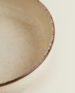 Porcelain Bowl With Antique Finish Rim