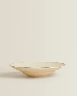 Porcelain Pasta Plate With Antique Finish Rim