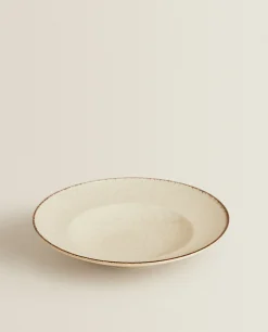 Porcelain Pasta Plate With Antique Finish Rim