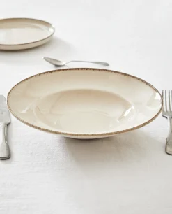 Porcelain Pasta Plate With Antique Finish Rim