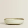 Porcelain Soup Plate With Antique Finish Rim