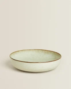 Porcelain Soup Plate With Antique Finish Rim