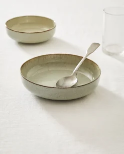 Porcelain Soup Plate With Antique Finish Rim