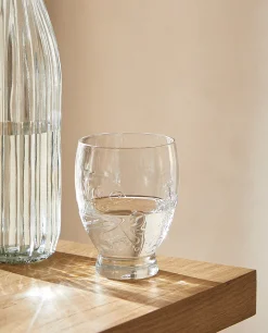 Raised Floral Design Glass Tumbler