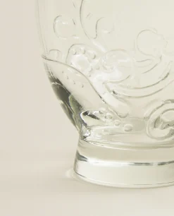 Raised Floral Design Glass Tumbler